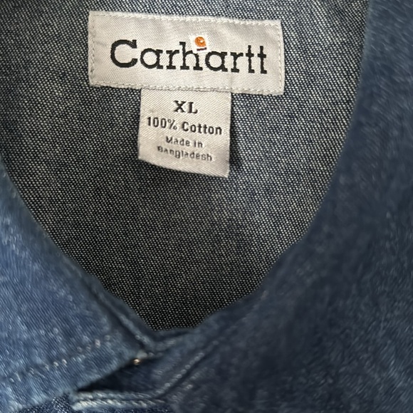 Carhartt Pearl Snap Heavy Blue Denim Shirt - Picture 4 of 6
